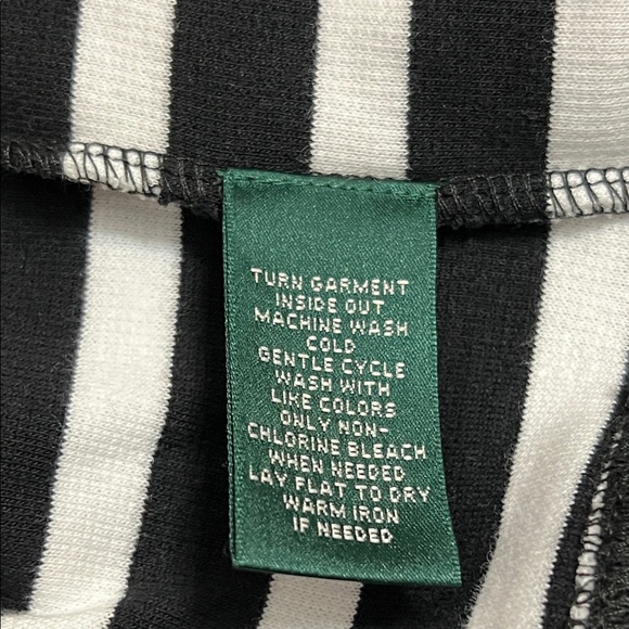 Lauren Ralph Lauren Striped Cardigan Sweater Silver Buttons Black Coastal Large - Picture 9 of 13